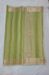 Mint & Olive Green Fancy Material Saree