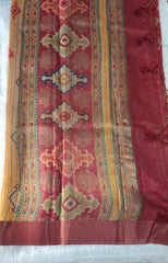 Light Mustard Fancy Material Printed Saree