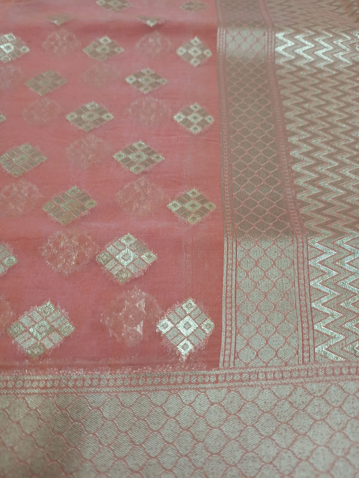 Orange Cotton Weaving Dupatta
