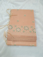 Crayola Peach Fancy Check Embroidery Saree