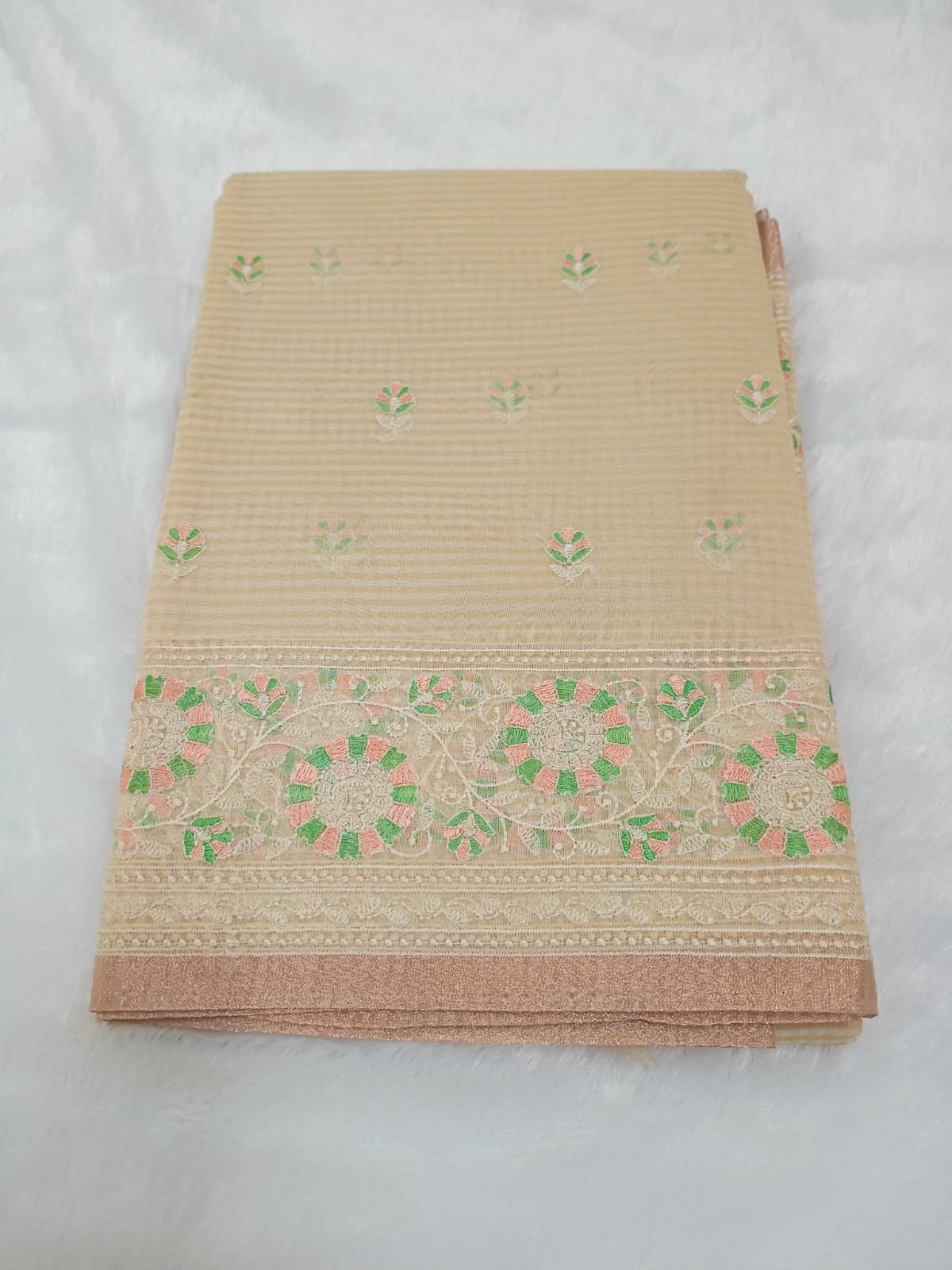 Basil Fancy Check Embroidery Saree