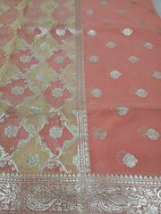 Peach Cotton Hand Weaving Dupatta