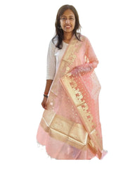 Peach Organza Dupatta
