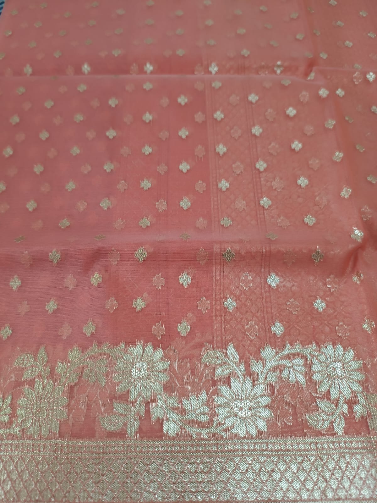 Peach Organza Dupatta