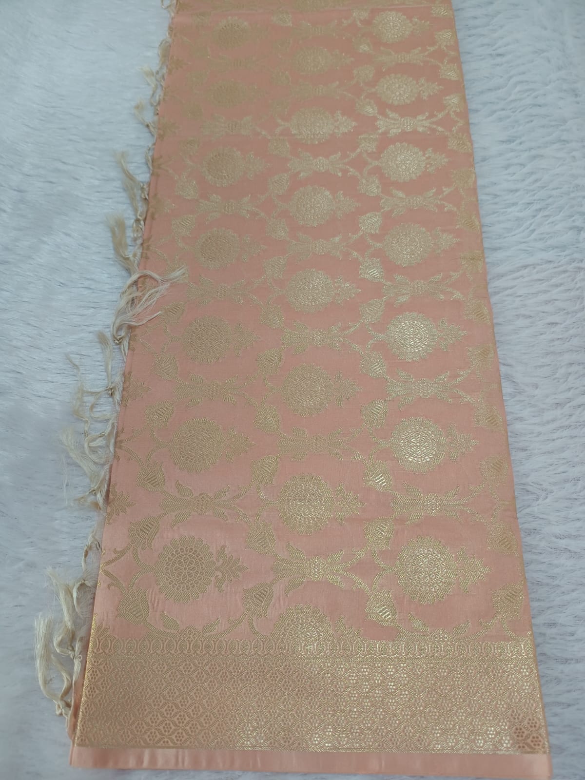 Blushing Peach Silk Dupatta