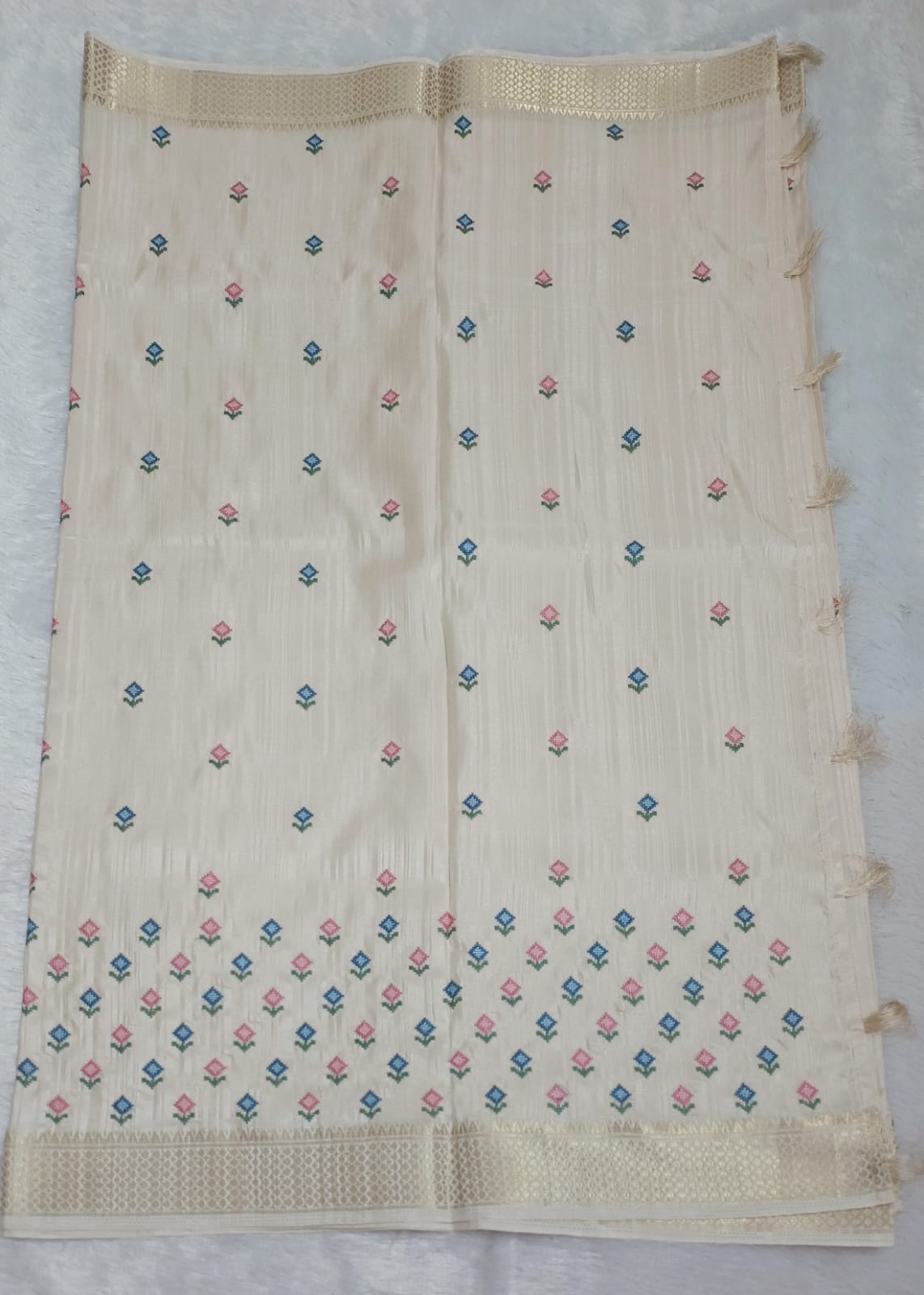 Pearl White Silk Saree
