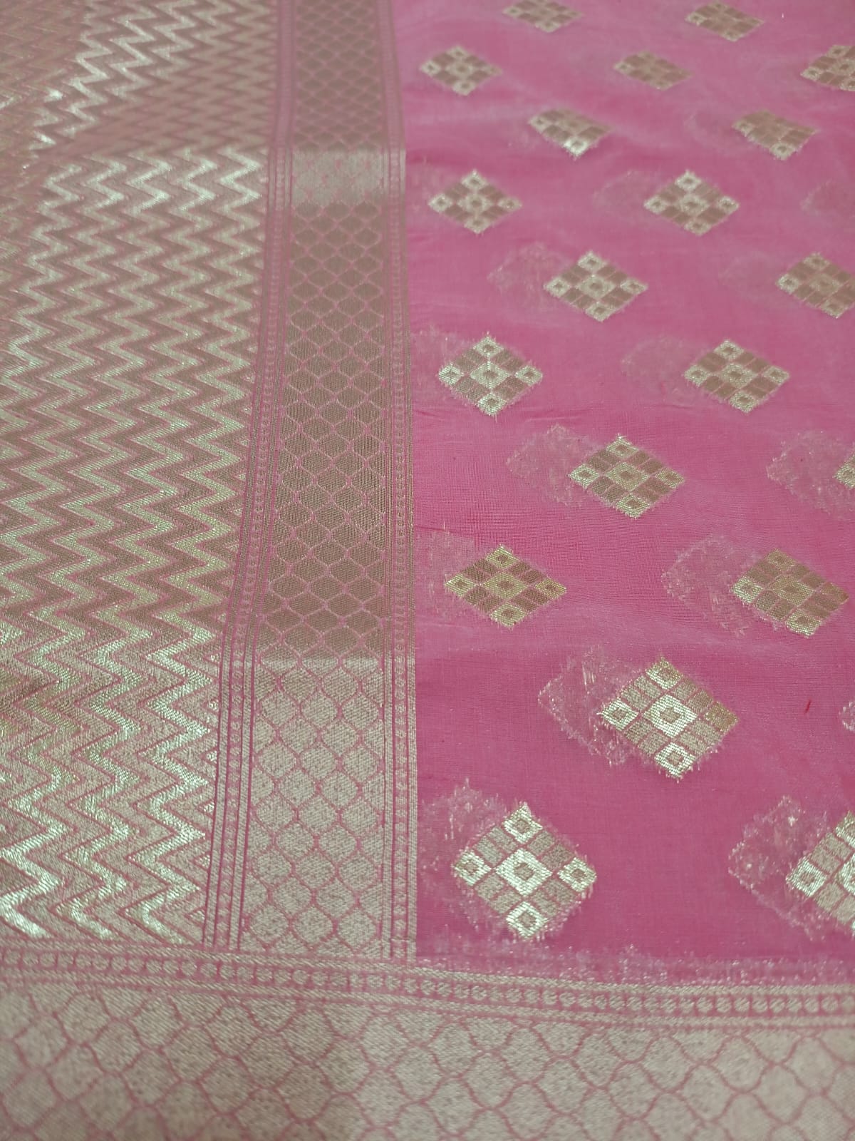 Pink Cotton Weaving Dupatta