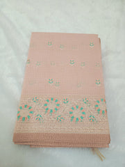 Heather Peach Fancy Check Embroidery Saree