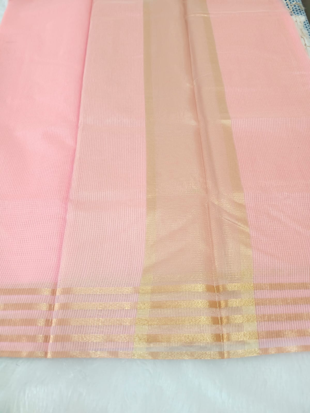 Dark Peach Fancy Check Saree