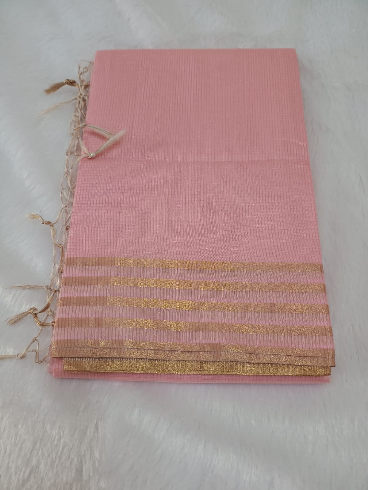Dark Peach Fancy Check Saree