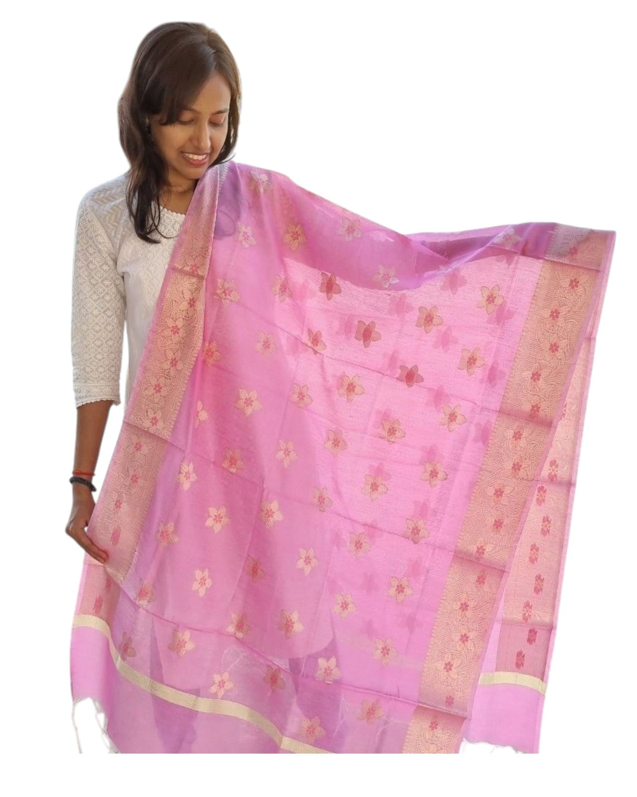 Flamingo Pink Fancy Dupatta