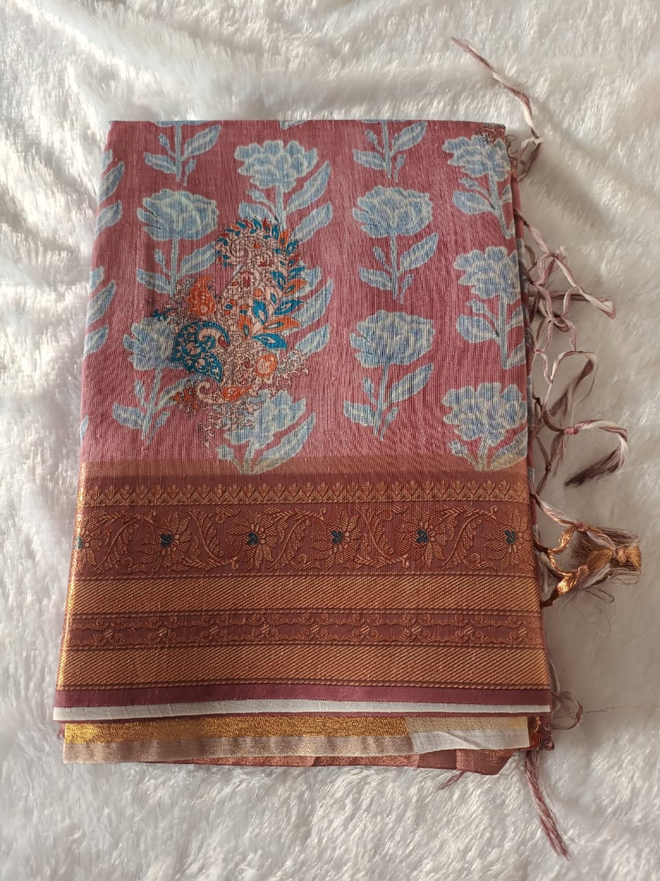 Light Purpleish Fancy Material Printed Saree