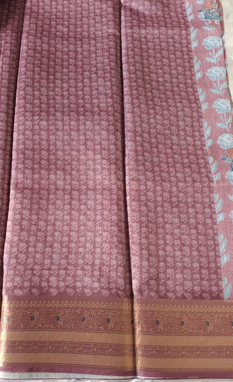 Light Purpleish Fancy Material Printed Saree