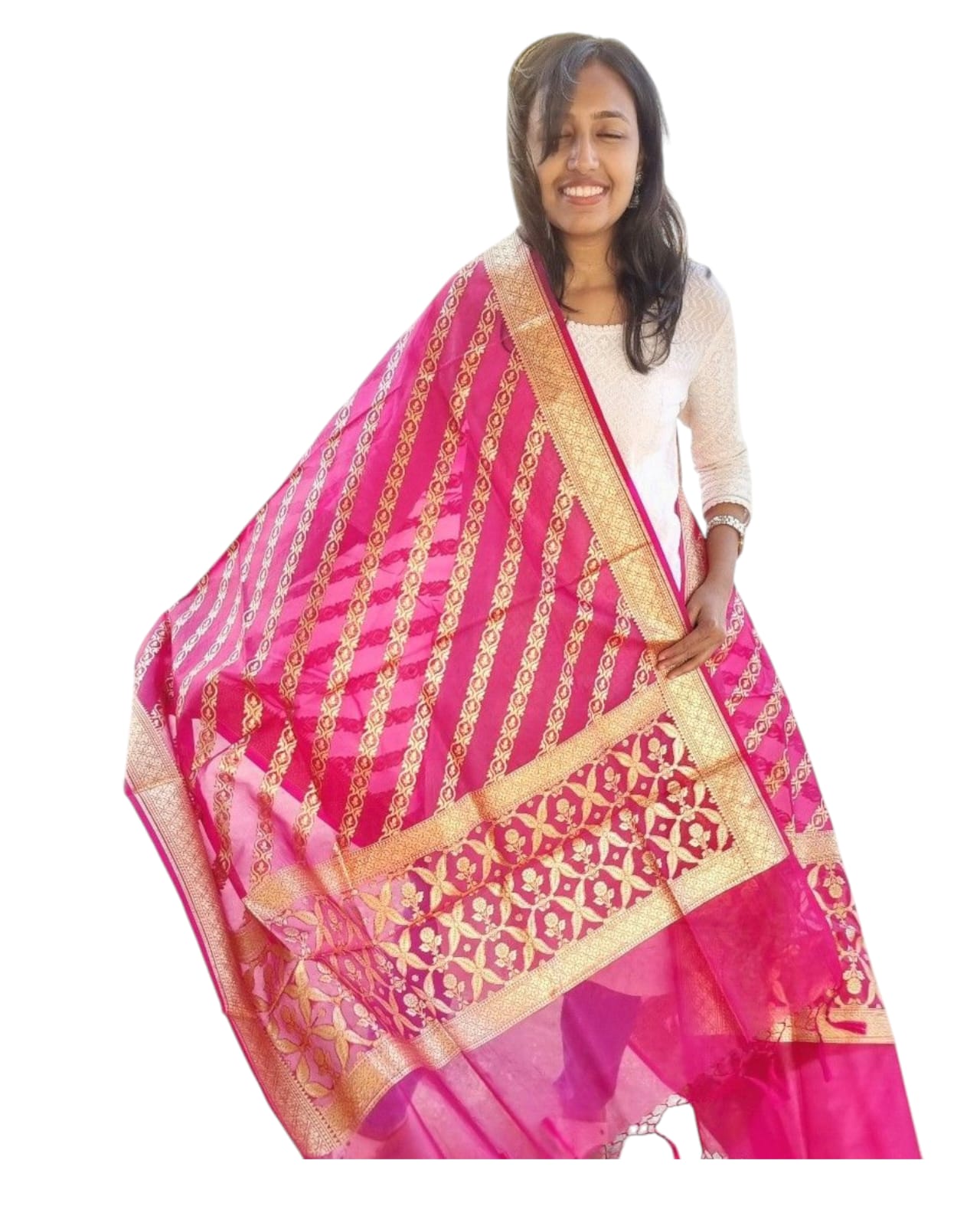 Dark Pink Organza Dupatta