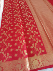Crimson Fancy Check Material Saree