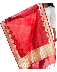 Red Organza Dupatta