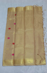 Shiny Beige Soft Tissue Saree