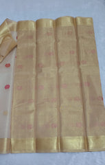 Shiny Beige Soft Tissue Saree