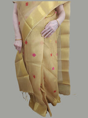 Malkin In Shiny Beige Soft Tissue Saree