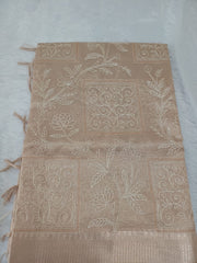 Shiny Hazelwood Soft Tissue Embroidery Saree
