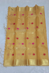 Shiny Metallic Gold Circle Design Soft Tissue Saree