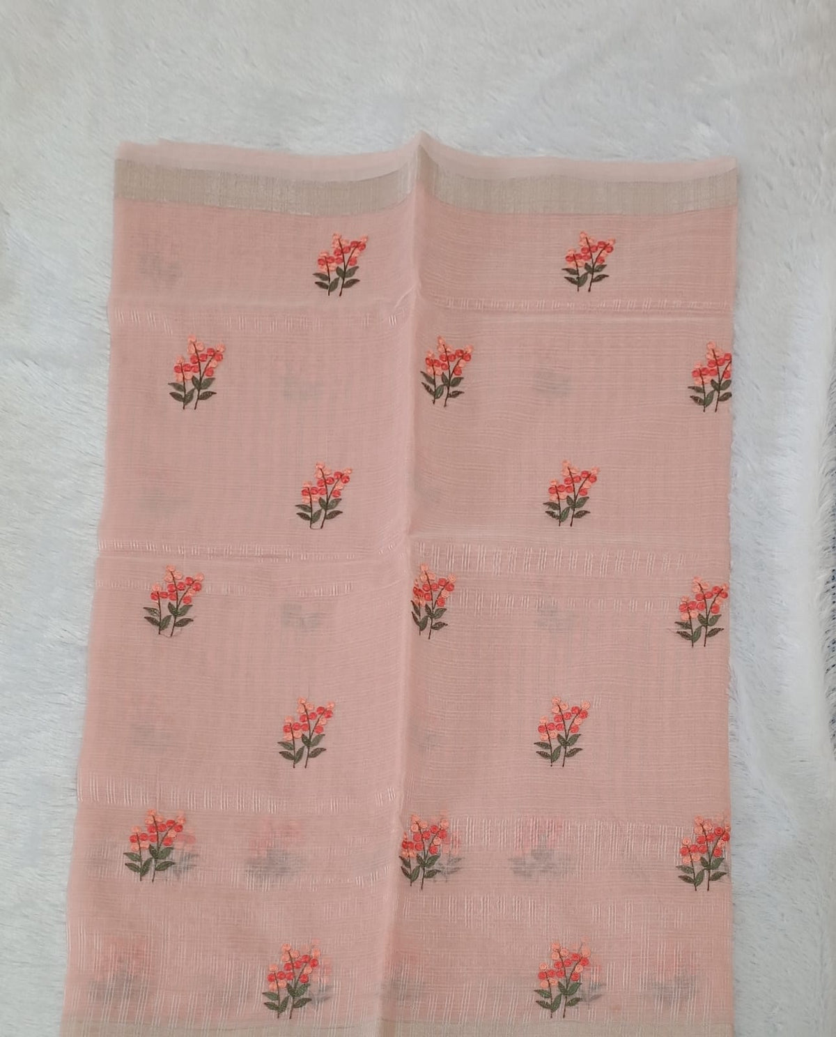 Baby Pink Organza Weaving & Embroidery Saree