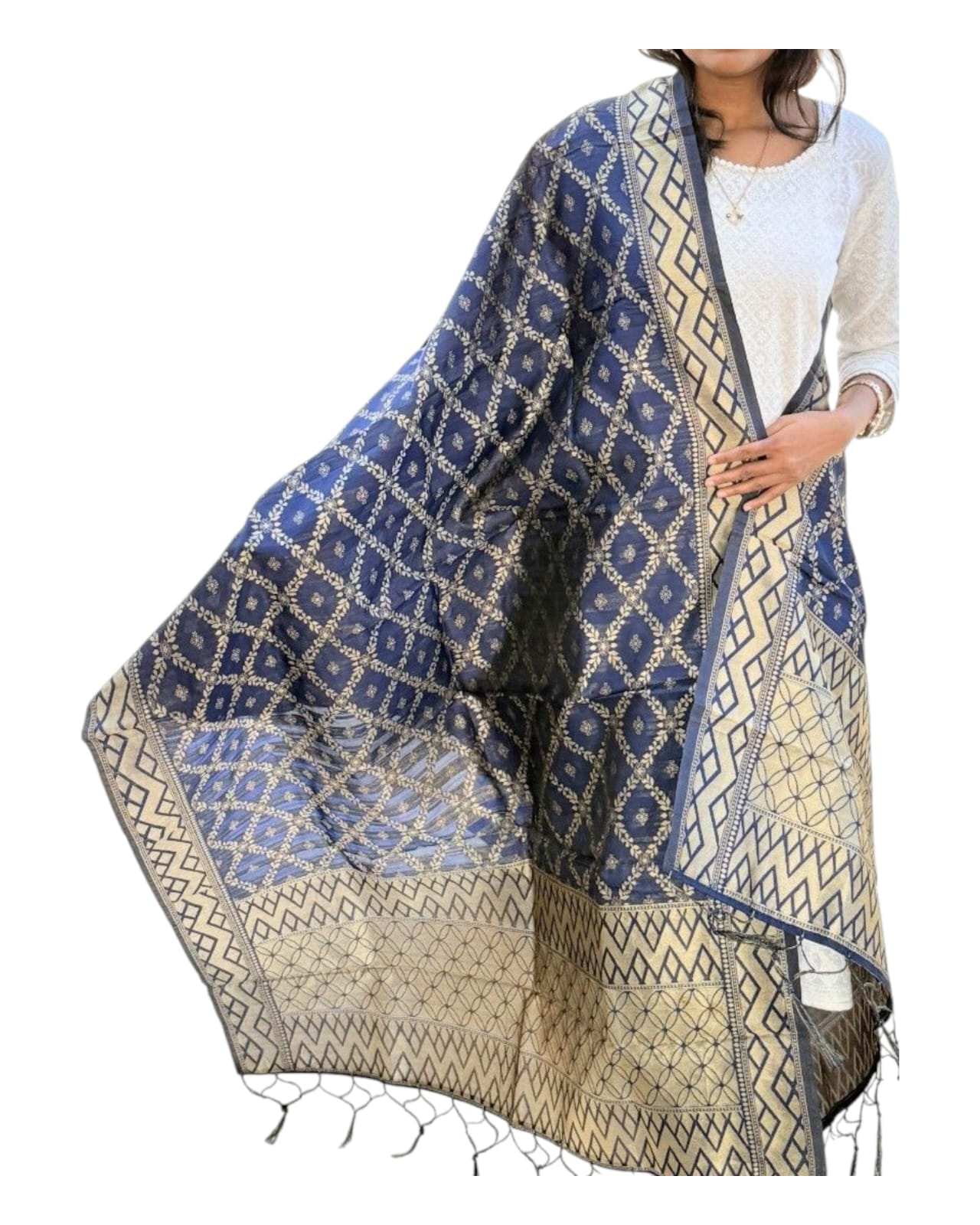 Blue Synthetic Dupatta