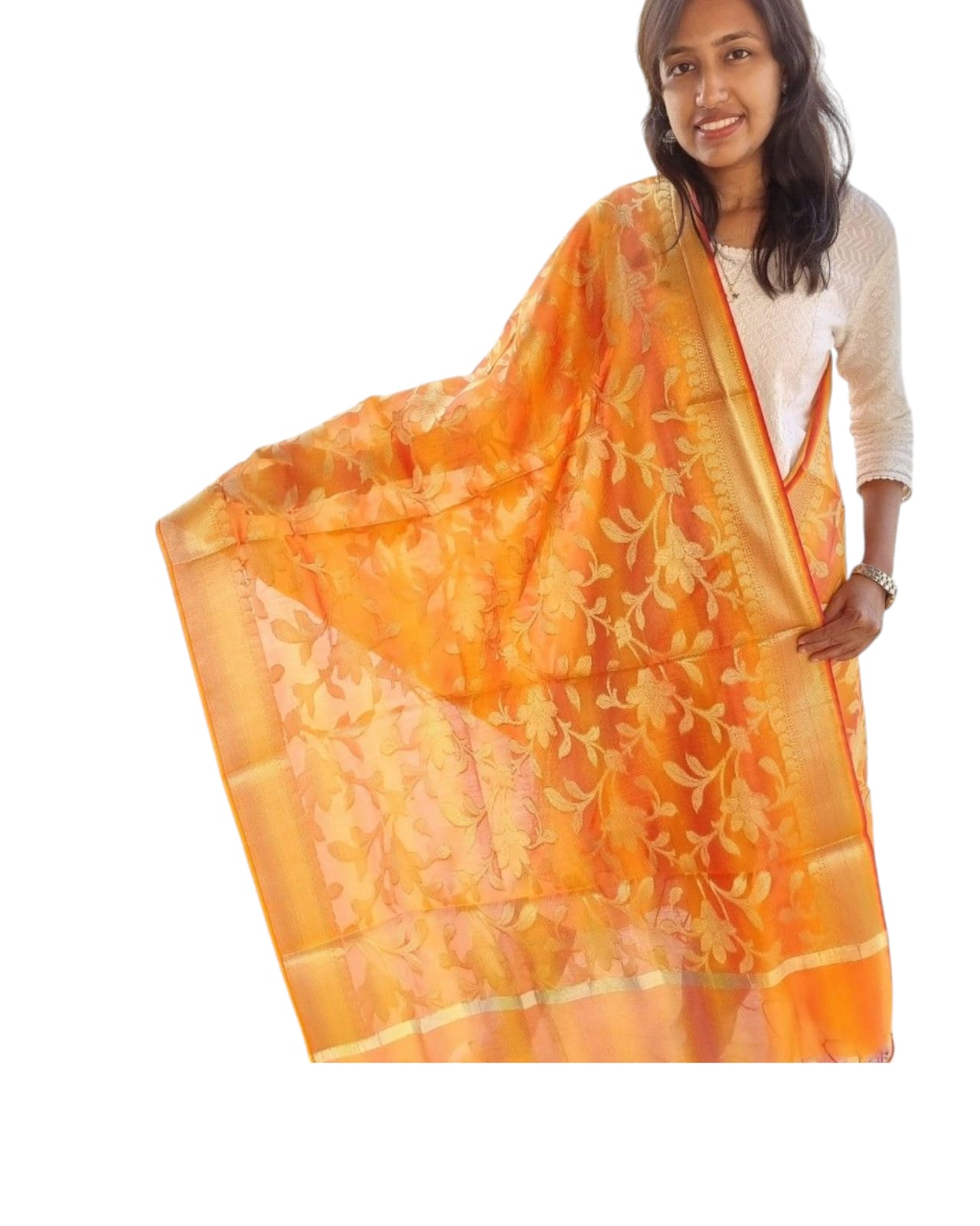 Tangerine Fancy Dupatta